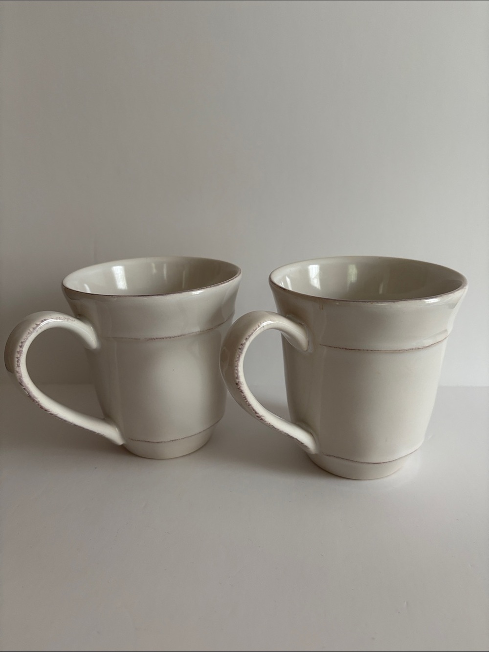 Pottery Barn Cambria White Stoneware Mugs - 4” Set of 2